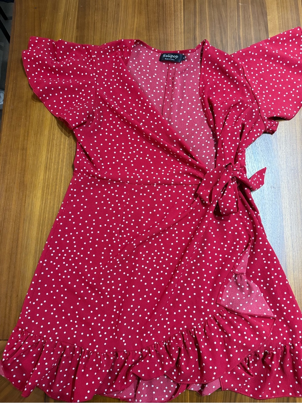 Red Polka Dot Wrap Dress